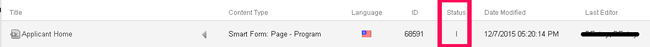 Published Approved Status Published Approved Status
