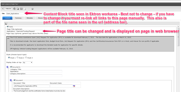 Ektron Title vs. Page Title - OCIO